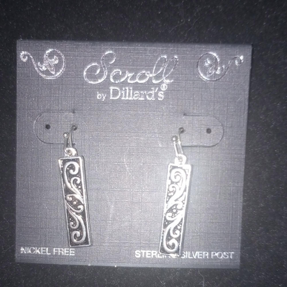 Scroll by Dillard's Silver Rectangular Earrings
